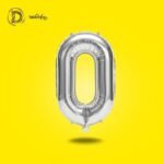 بالونات هيليوم رقم 0 لون فضي – زينة أعياد الميلاد – مكتبة الدحيحة