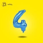 بالونات هيليوم رقم 4 بلون أزرق مبهج، مناسبة لحفلات الأولاد والمناسبات الشبابية، بخامة ممتازة ومتانة عالية تحافظ على شكل البالون.