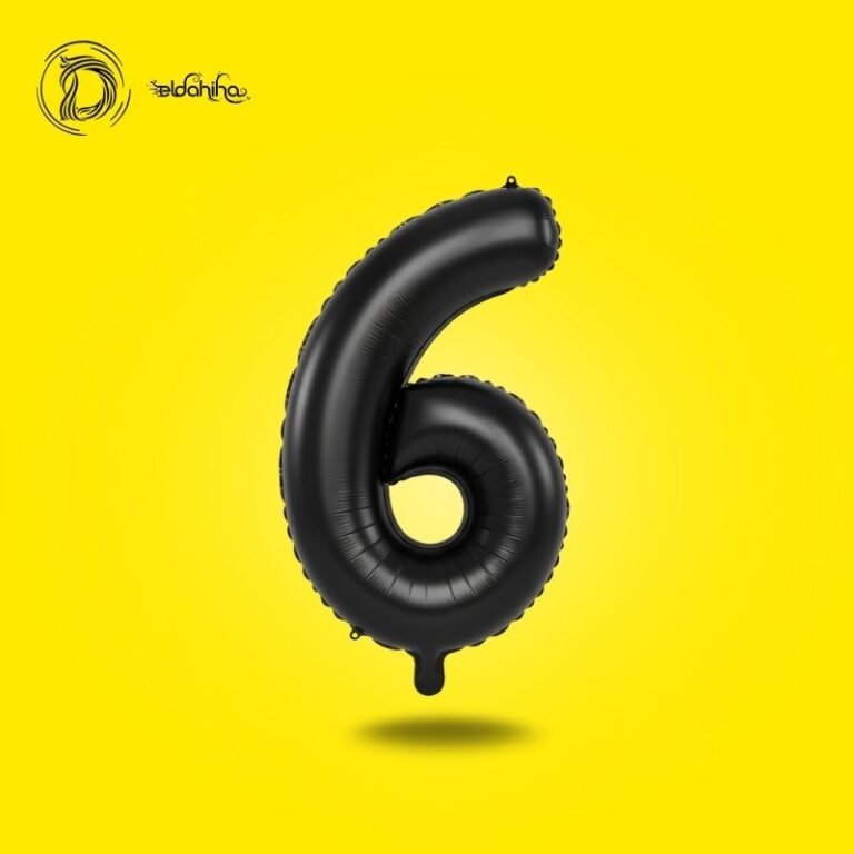بالونات هيليوم رقم 6 بلون أسود لامع، اختيار راقي لتزيين أعياد الميلاد والمناسبات الخاصة، خامة فويل معدني قوية تعيش لفترة طويلة.