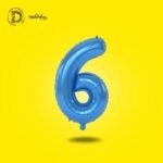 بالونات هيليوم رقم 6 بلون أزرق مبهج، مناسبة لحفلات الأولاد والمناسبات الشبابية، بخامة ممتازة ومتانة عالية تحافظ على شكل البالون.
