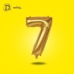 بالونات هيليوم رقم 7 بلون جولد لامع، مناسبة لتزيين أعياد الميلاد والحفلات، بخامة قوية تحافظ على شكلها ولمعانها لفترة طويلة.