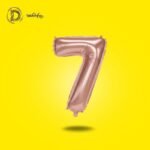 بالونات هيليوم رقم 7 بلون روز جولد أنيق، اختيار مميز لزينة الحفلات وخاصة حفلات البنات، خامة قوية ولمعة فاخرة تدوم طويلًا.