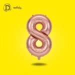 بالونات هيليوم رقم 8 بلون روز جولد أنيق، اختيار مميز لزينة الحفلات وخاصة حفلات البنات، خامة قوية ولمعة فاخرة تدوم طويلًا.