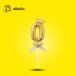 رقم 0 ذهبي بلاستيك مع تاج لتزيين التورتة والتصوير | مكتبة الدحيحة