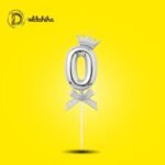 رقم 0 فضي بلاستيك مع تاج لتزيين التورتة وجلسات التصوير | مكتبة الدحيحة