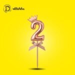 رقم 2 بلاستيك بتاج روز جولد لتزيين التورتة والمناسبات | مكتبة الدحيحة