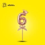 رقم 6 بلاستيك بتاج روز جولد لتزيين التورتة والمناسبات | مكتبة الدحيحة