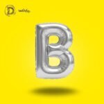 بالون هيليوم حرف B لون سيلفر – ديكور أنيق للحفلات والمناسبات – مكتبة الدحيحة