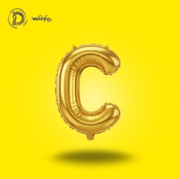 بالون هيليوم حرف C لون جولد – زينة حفلات وأعياد ميلاد – مكتبة الدحيحة
