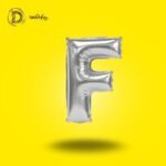 بالون هيليوم حرف F لون سيلفر – ديكور أنيق للحفلات والمناسبات – مكتبة الدحيحة