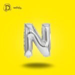 بالون هيليوم حرف N لون سيلفر – ديكور أنيق للحفلات والمناسبات – مكتبة الدحيحة