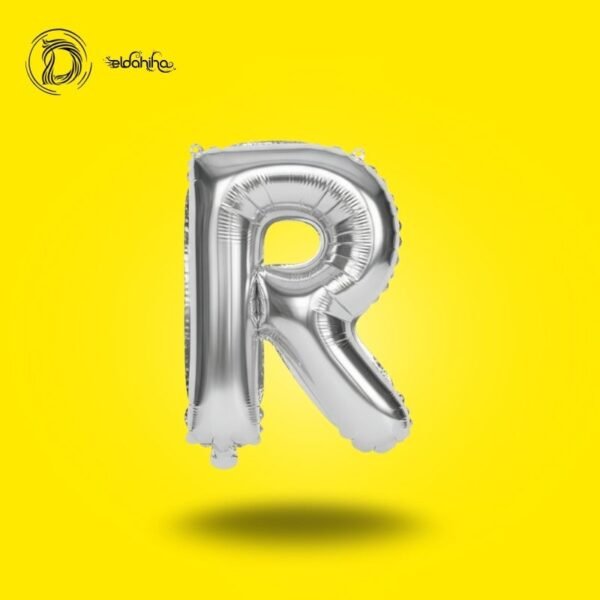 بالون هيليوم حرف R لون سيلفر – ديكور أنيق للحفلات والمناسبات – مكتبة الدحيحة