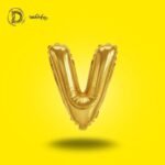 بالون هيليوم حرف V لون جولد – زينة حفلات وأعياد ميلاد – مكتبة الدحيحة