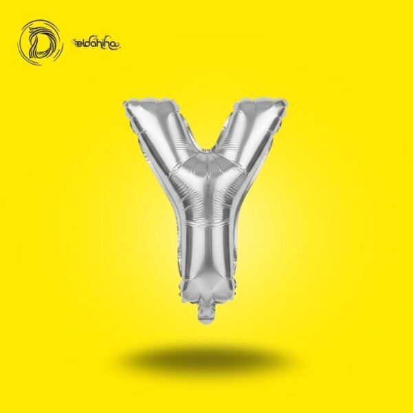 بالون هيليوم حرف Y لون سيلفر – ديكور أنيق للحفلات والمناسبات – مكتبة الدحيحة