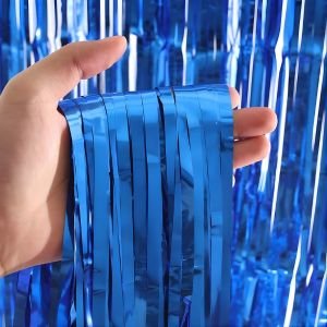 ستارة فويل زرقاء لتزيين الحفلات والخلفيات التصويرية – Blue Tinsel Curtain Backdrop Foil Fringe Decoration