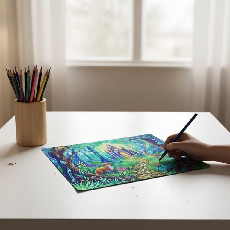 علبة ألوان فابر كاستل 24 لون – رسم توضيحي بألوان زاهية يبرز جودة ونعومة أقلام فابر كاستل الأصلية
