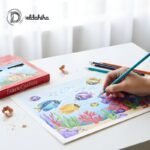 علبة ألوان فابر كاستل 48 لون – رسم فني يوضح غنى الألوان ونعومتها على الورق وجودة فابر كاستل الأصلية