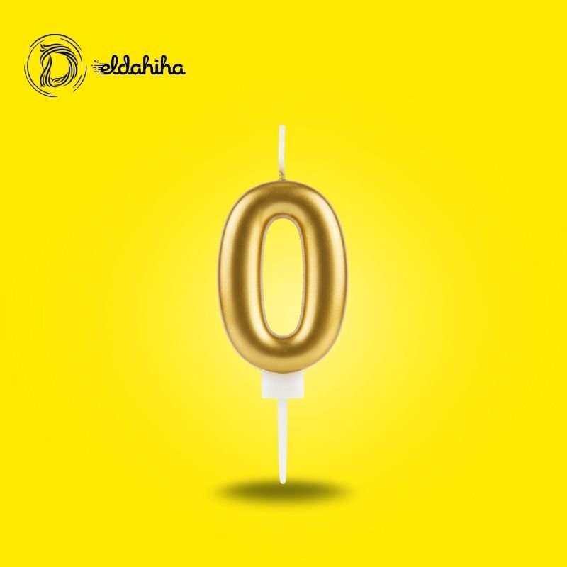 شمع أعياد الميلاد رقم 0 ذهبي لزينة الحفلات