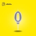 شمع أعياد الميلاد رقم 0 فضي راقي