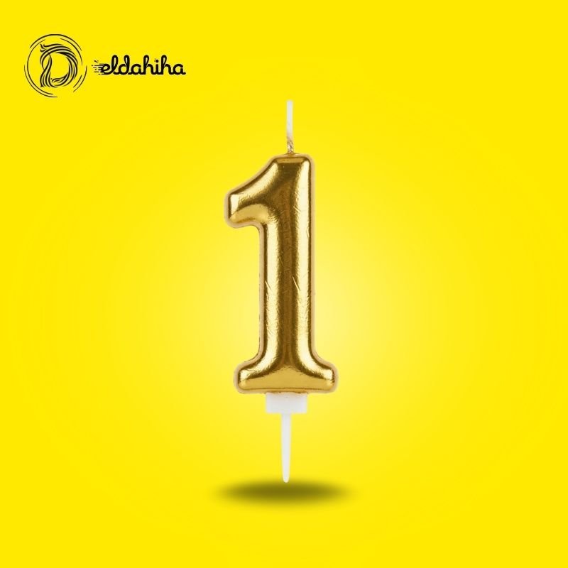 شمع أعياد الميلاد رقم 1 ذهبي لزينة أعياد الميلاد