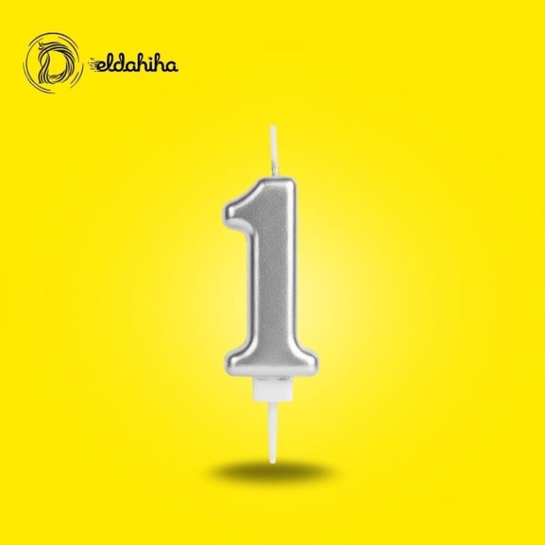 شمع أعياد الميلاد رقم 1 فضي لتزيين كيك عيد الميلاد
