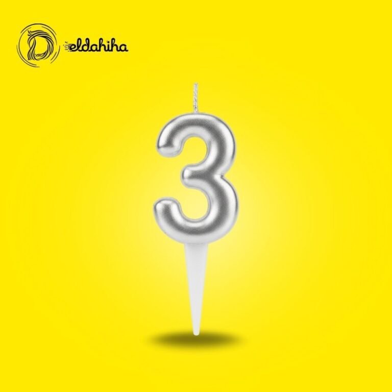شمع أعياد الميلاد رقم 3 فضي لتزيين التورتة