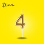 شمع أعياد الميلاد رقم 4 ذهبي فاخر
