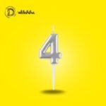 شمع أعياد الميلاد رقم 4 فضي لعيد الميلاد