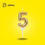 شمع أعياد الميلاد رقم 5 ذهبي للتورتة