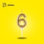 شمع أعياد الميلاد رقم 6 ذهبي فاخر