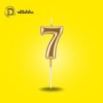 شمع أعياد الميلاد رقم 7 ذهبي لامع