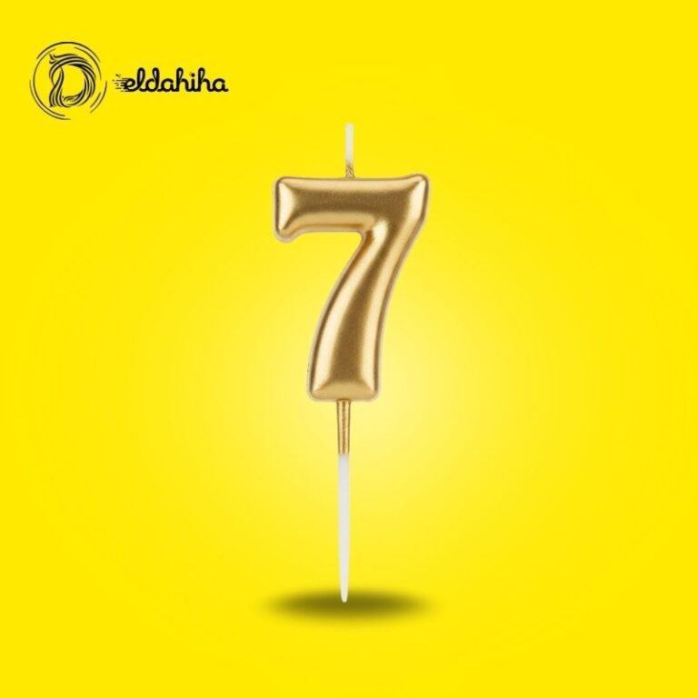 شمع أعياد الميلاد رقم 7 ذهبي لامع