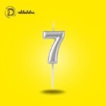 شمع أعياد الميلاد رقم 7 فضي راقي