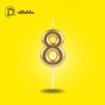 شمع أعياد الميلاد رقم 8 ذهبي