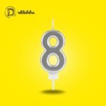 شمع أعياد الميلاد رقم 8 فضي