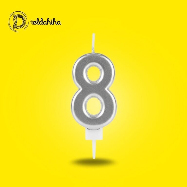 شمع أعياد الميلاد رقم 8 فضي