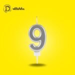 شمع أعياد الميلاد رقم 9 فضي لأعياد الميلاد