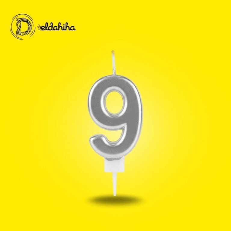 شمع أعياد الميلاد رقم 9 فضي لأعياد الميلاد