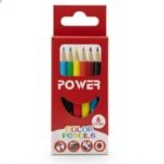 علبة أقلام تلوين خشبية باور 6 ألوان صغيرة