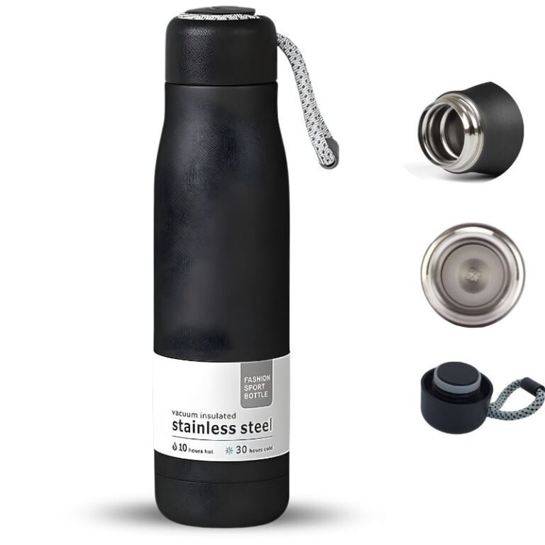 زجاجة مياه حرارية ستانلس ستيل سبورت سوداء عازلة للحرارة Vacuum Insulated Bottle