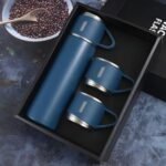 طقم ترمس حراري 3 أكواب ستانلس ستيل مع شنطة هدايا تصميم أنيق